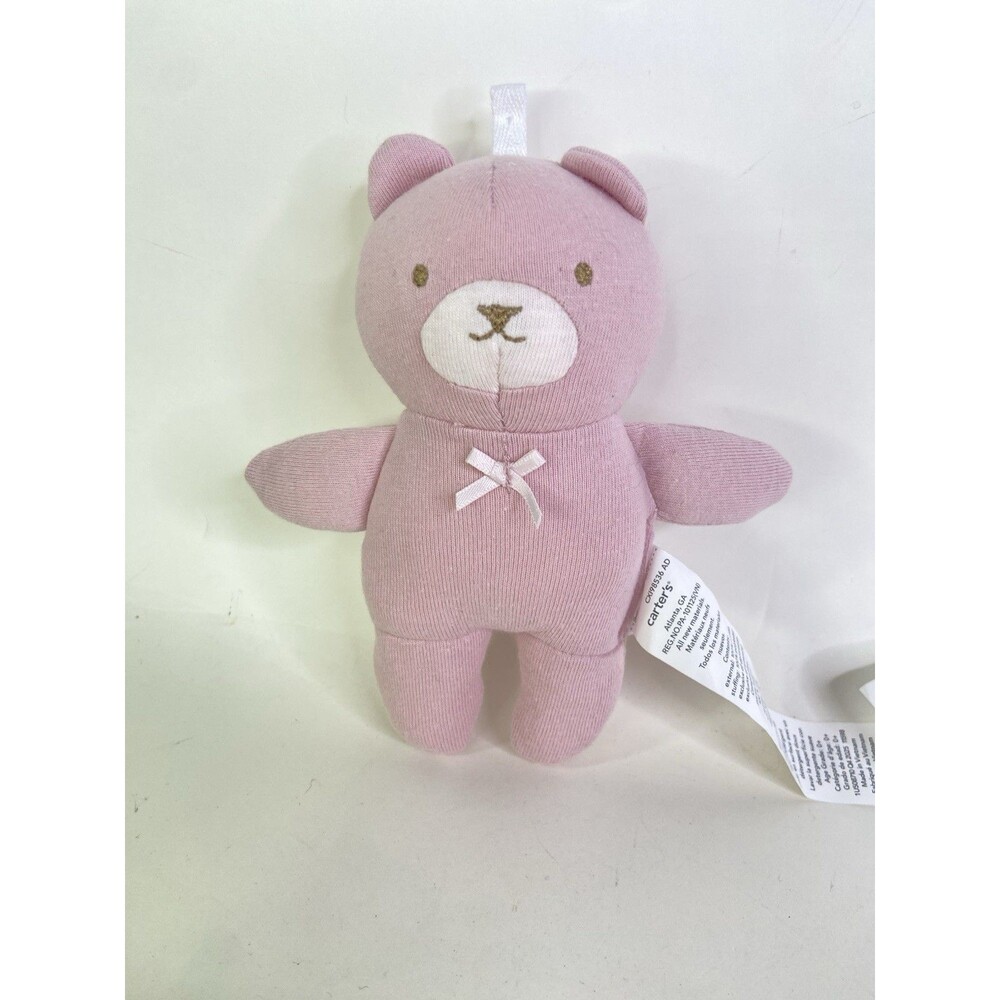 Carter's Pink Mini Teddy Bear Baby Plush Stuffed Animal Toy with Bow 5.5in